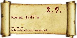 Korai Irén névjegykártya